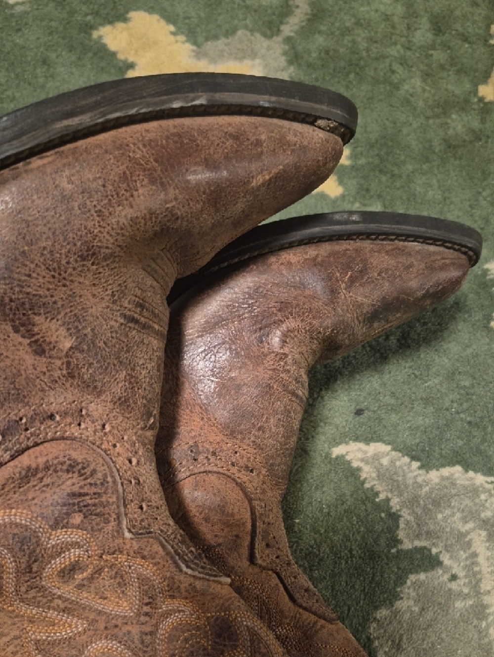 Justin Boots Brown Leather Western Cowboy Boots - Picture 8 of 12